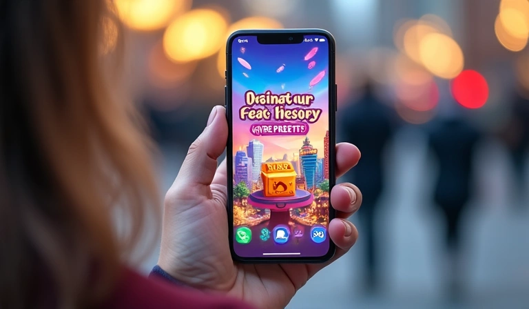 Image d'une main tenant un smartphone affichant un jeu mobile gratuit