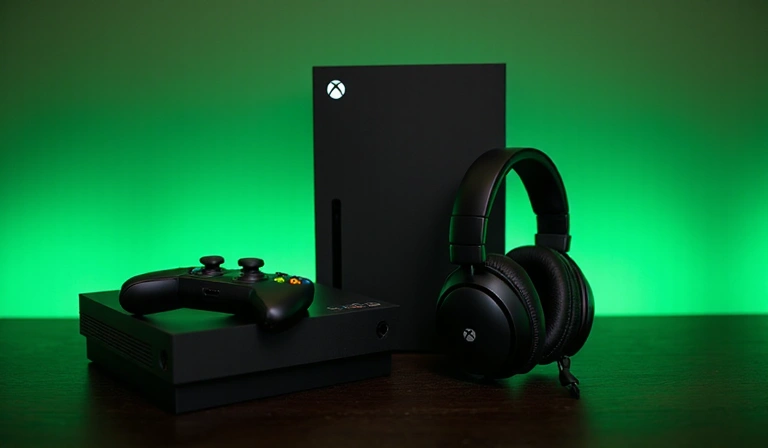 Image d'une console Xbox Series X avec un casque de jeu