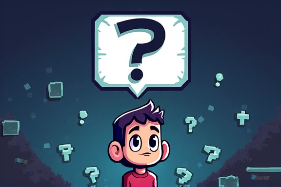 Personnage de jeu vidéo confus avec un point d'interrogation