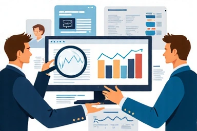 Illustration d'experts analysant des données de promotions de jeux vidéo